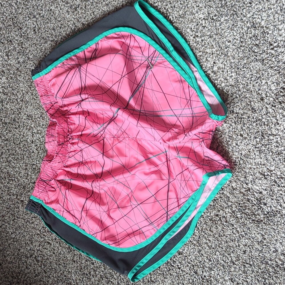 Nike Pink and Green Women's Athletic Shorts - M
